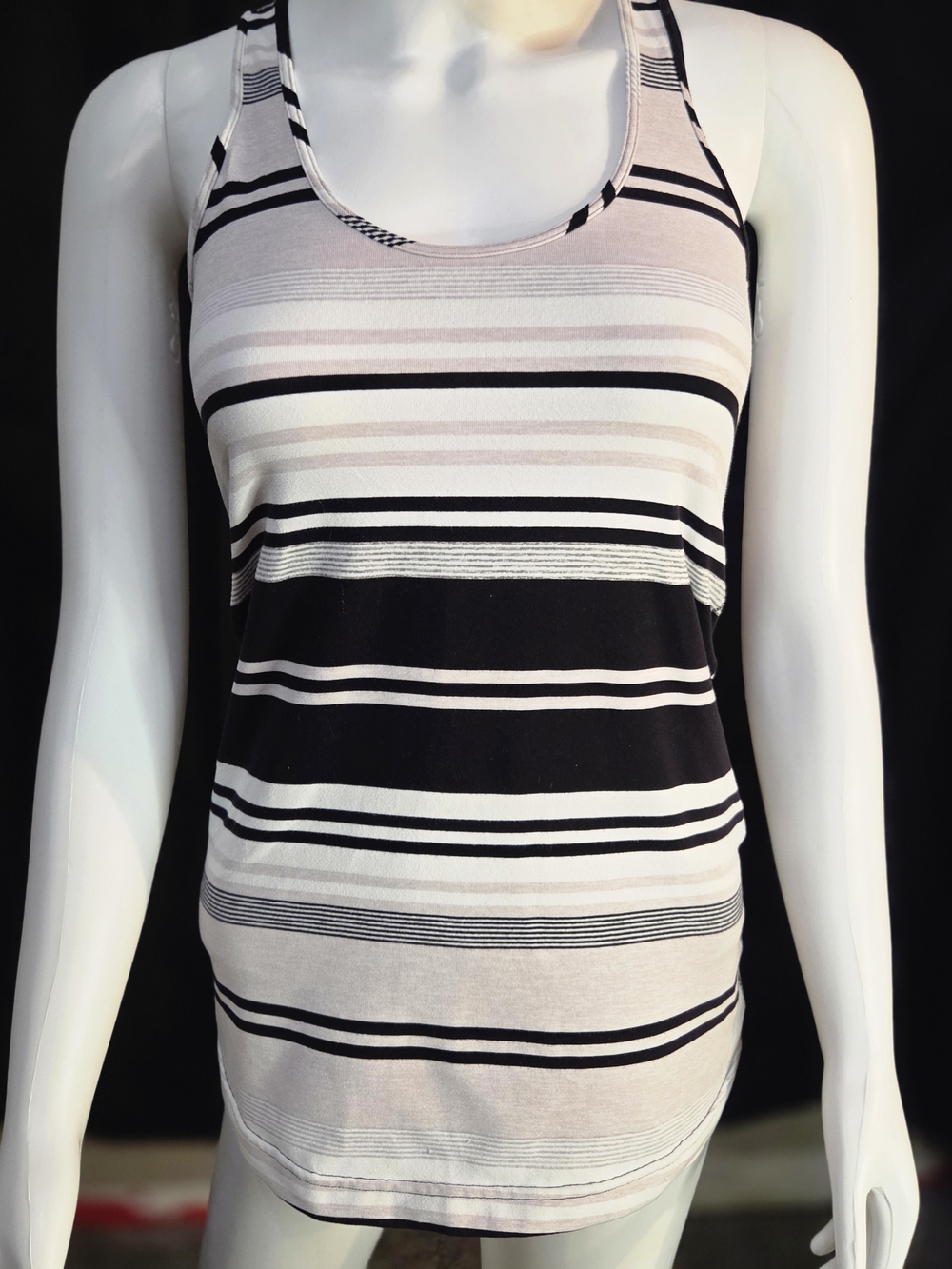 lululemon athletica Striped Racerback Tank - Black, White, Gray
